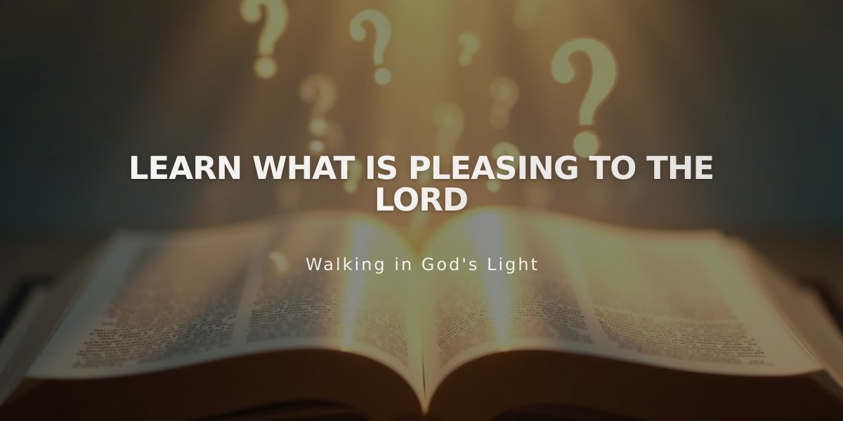 How to Learn What Pleases the Lord: A Spiritual Journey from Darkness to Light