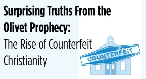 Church with "COUNTERFEIT" text overlay