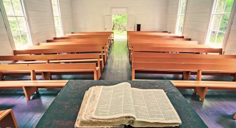 Empty church pews during service decline