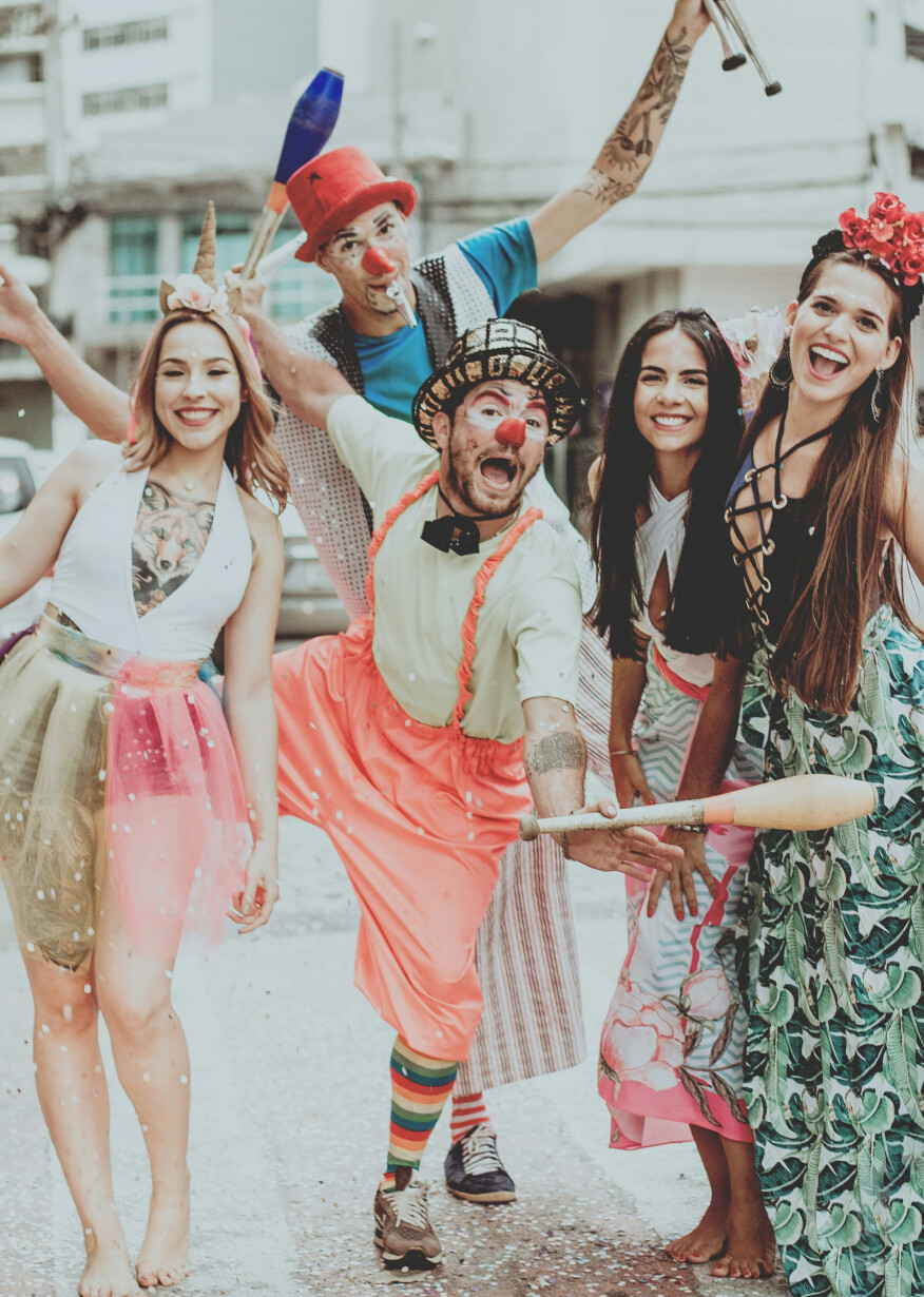 Costumed people at carnival celebration