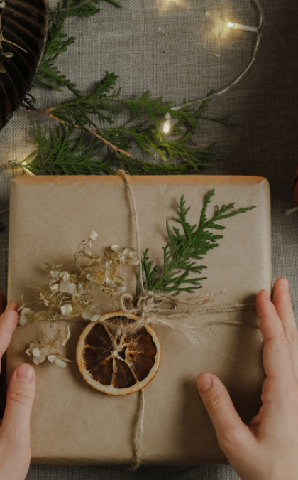 Gift box with decorative ornaments