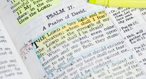 Bible with highlighted scripture passage