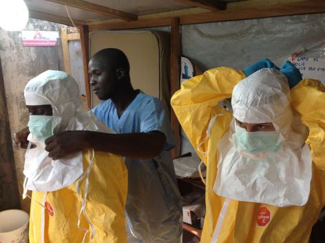 Man assists during infectious disease outbreak