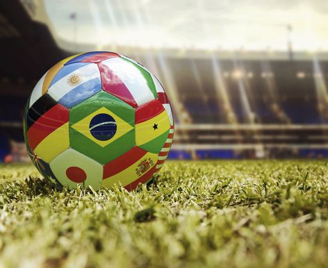 Soccer ball with world flags