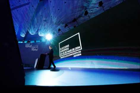 Man speaking at European political event