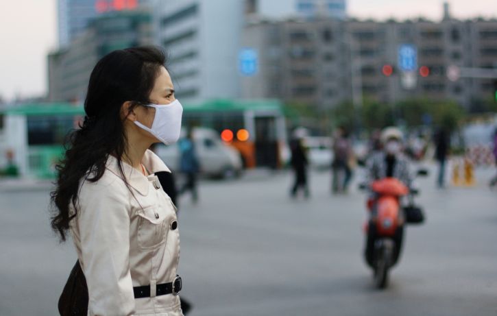 Woman wearing face mask during MERS