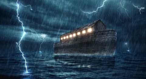 Noah's Ark amid stormy waters