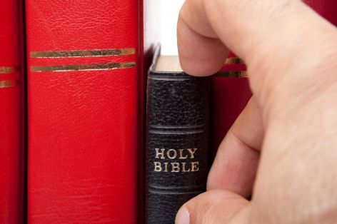 Old Bible with worn leather cover