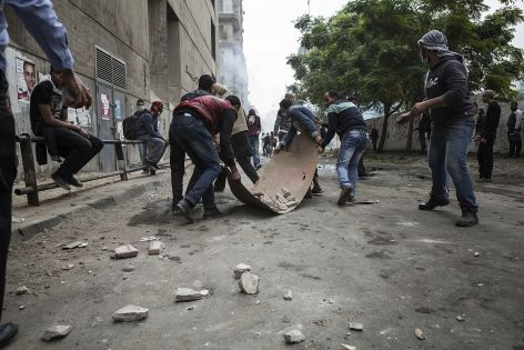 Egyptian protesters during street unrest