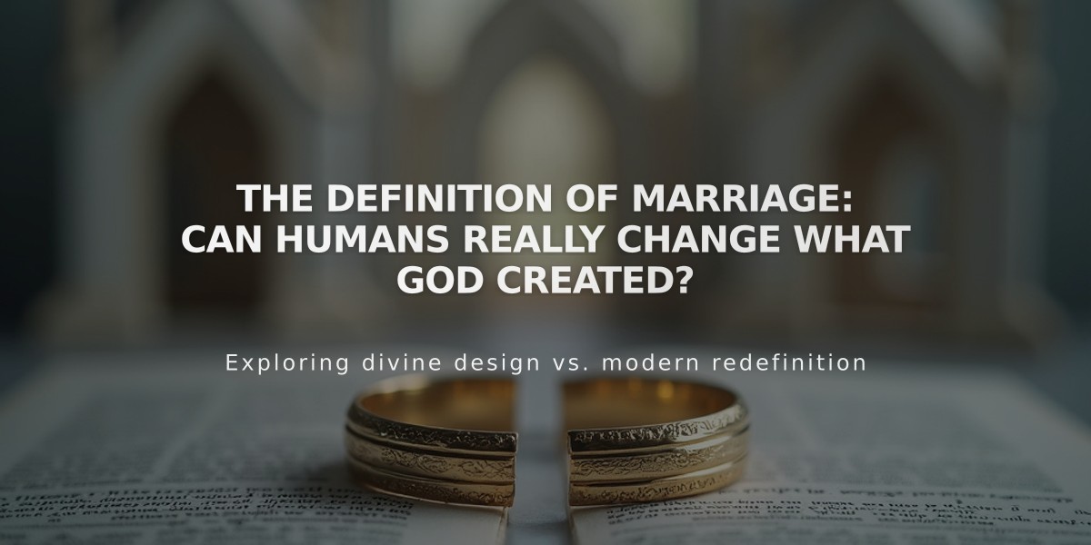 The Definition of Marriage: Can Humans Really Change What God Created?