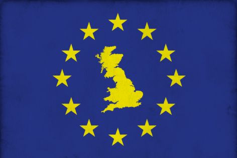 Map of UK and EU with stars