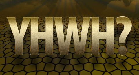 Gold text "YHWH?" on dark background