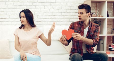 Couple with heart on Valentine's Day