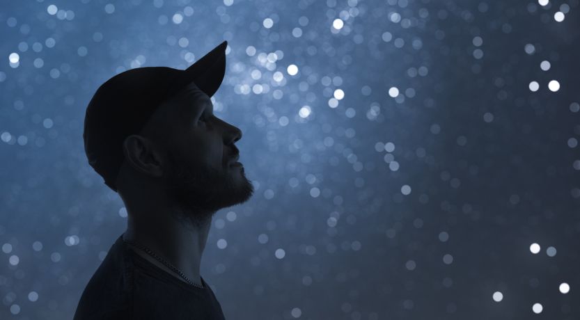 Man gazes at stars