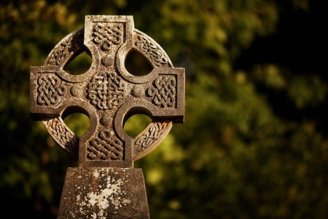 Celtic cross with knotwork patterns