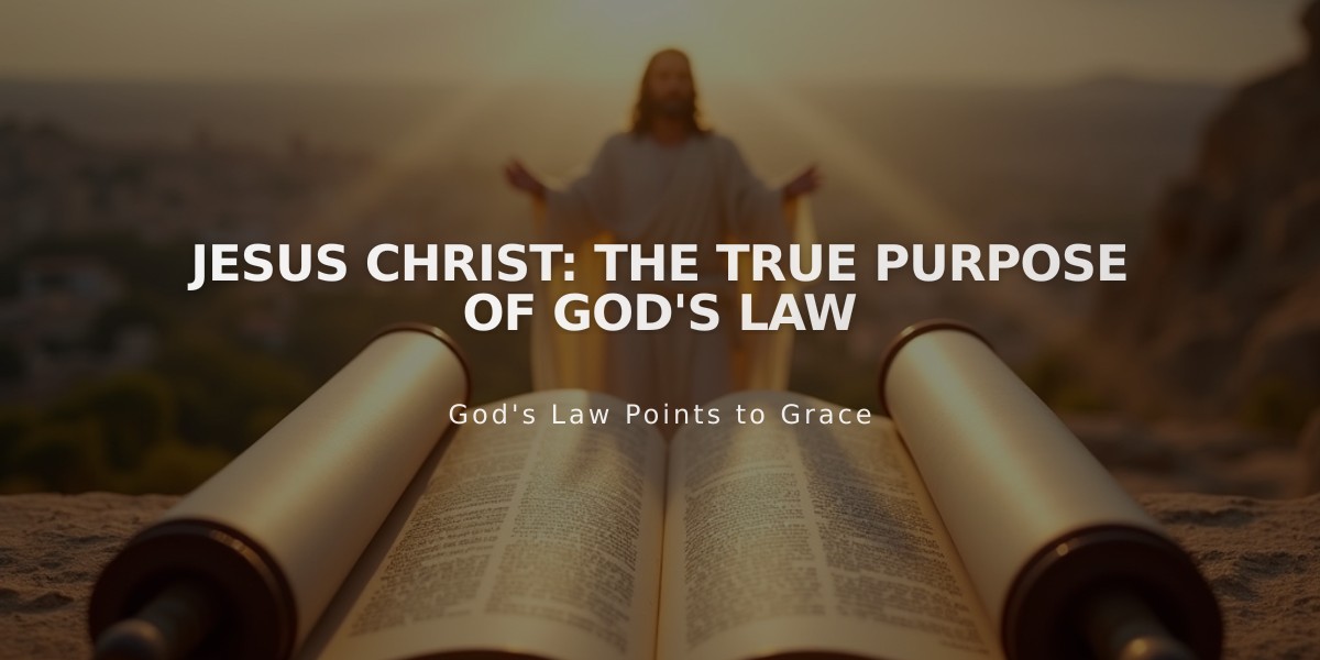 Jesus Christ: The True Purpose of God's Law