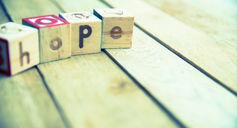 Wooden blocks spelling HOPE