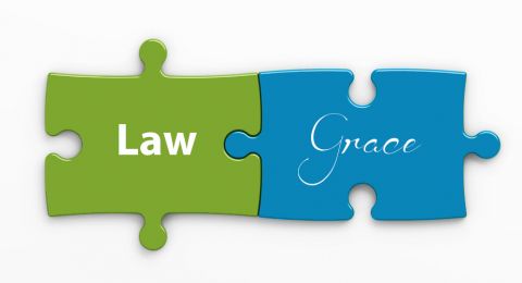 Puzzle pieces connecting law with grace