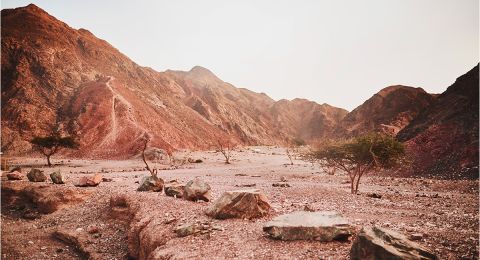 Rocky desert during Jesus' temptation