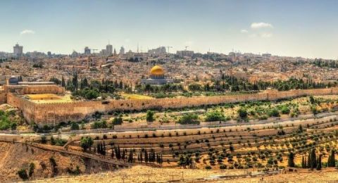 Jerusalem skyline with ancient walls