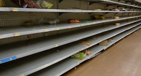 Empty store shelves during food crisis