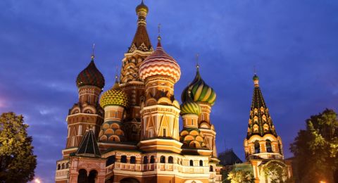 Russian church with colorful domes