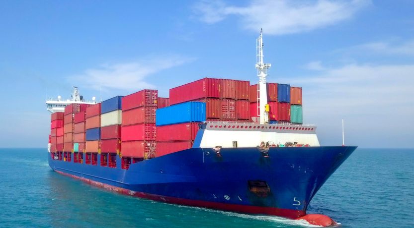 Large cargo ship at sea