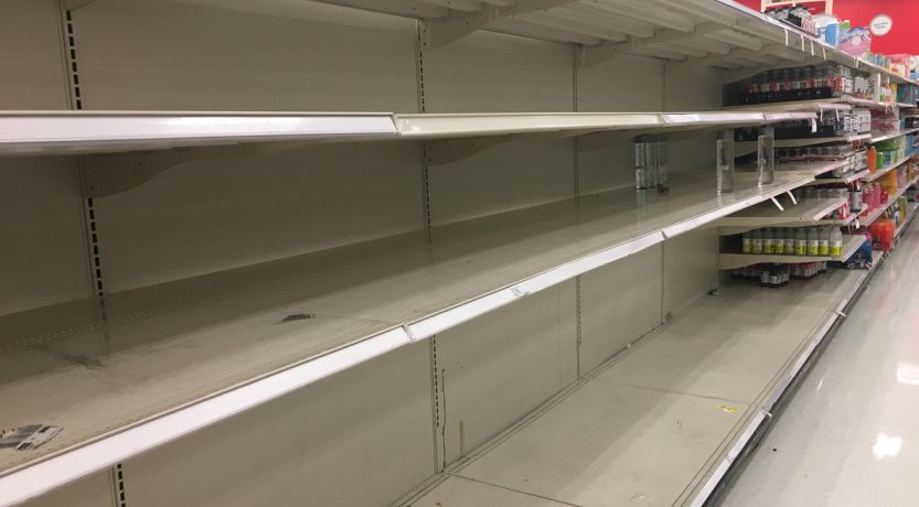 Empty supermarket shelves due to COVID-19