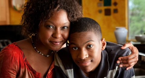 Black mom and teen son