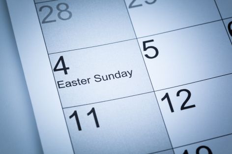 Easter calendar with cross and flowers