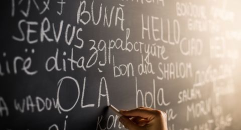 Writing on black chalkboard